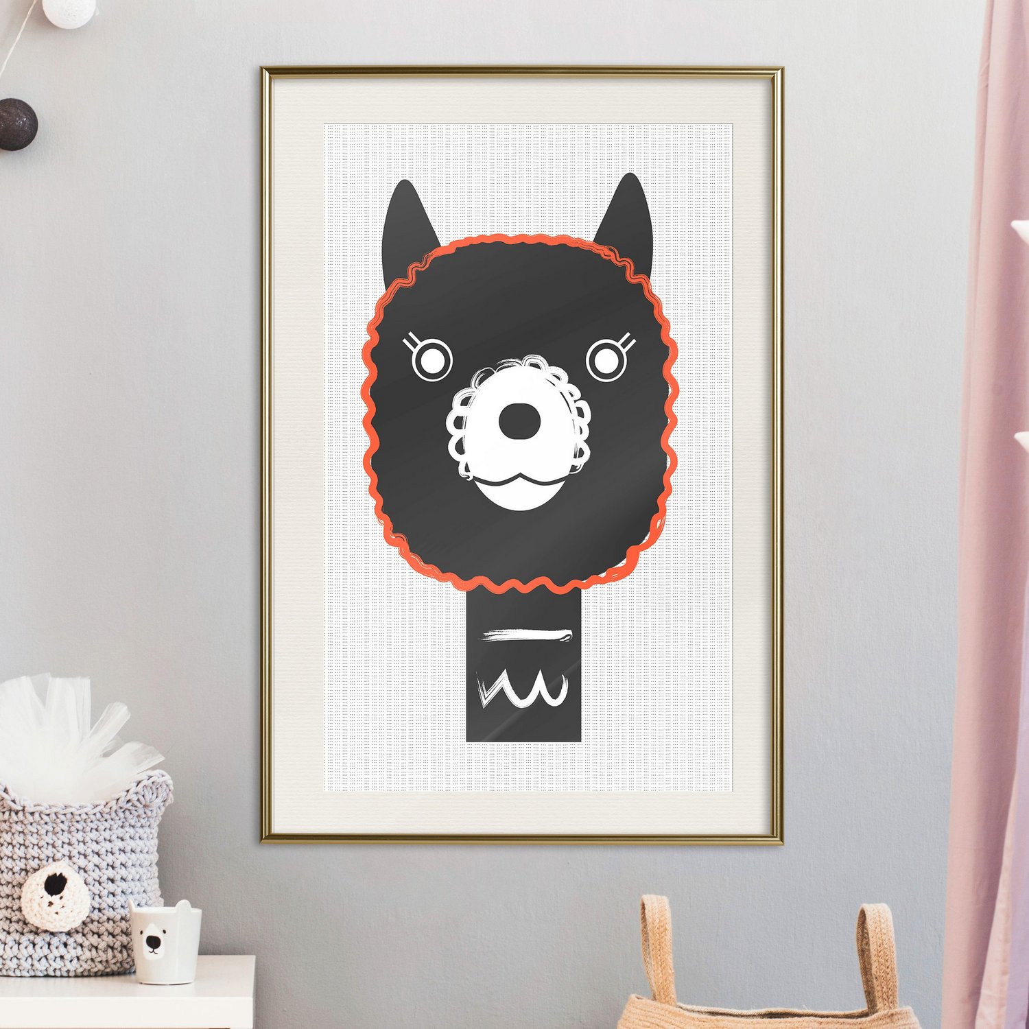 Affisch - Decorative Alpaca [Poster] 30x45 Guld ram med passepartout, 30x45 cm