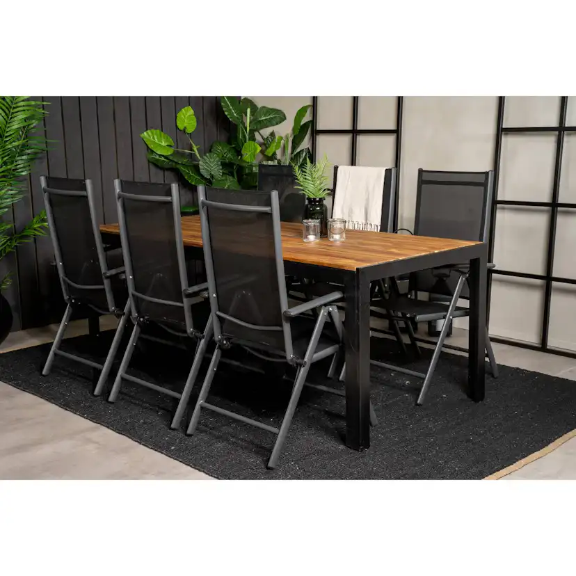 Matgrupp Venture Home Bois Matgrupp Utomhus 200cm med 6 Break Positionsstolar