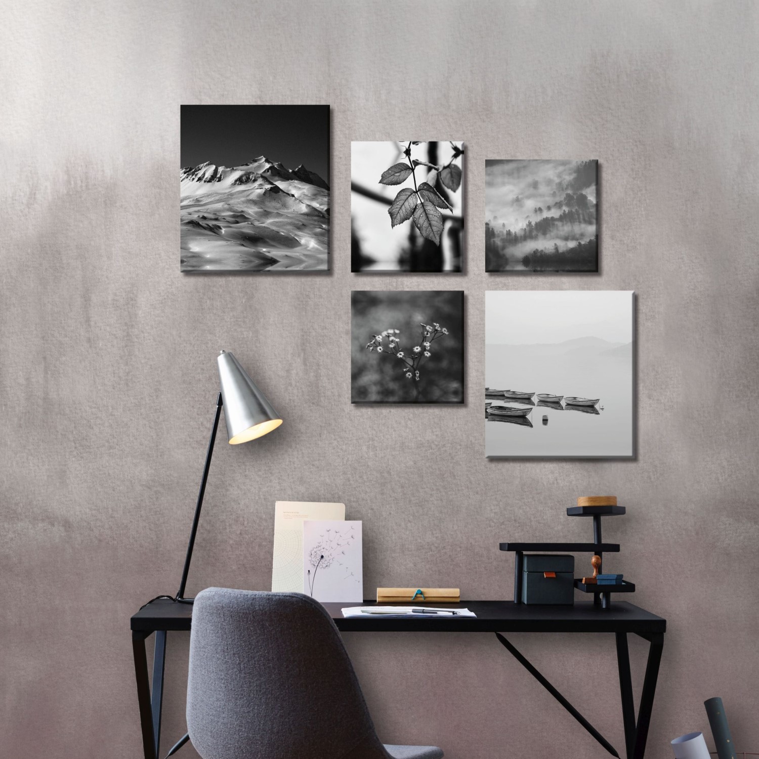 Tavla Art For The Home 5 Delar Tystnad Svartvitt