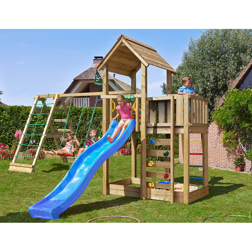 Lektorn Jungle Gym Cottage 2.1 Klättermodul Blå Rutschkana & Sand