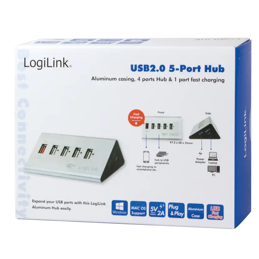 USB 2.0-hub LogiLink 4+1 fast charge