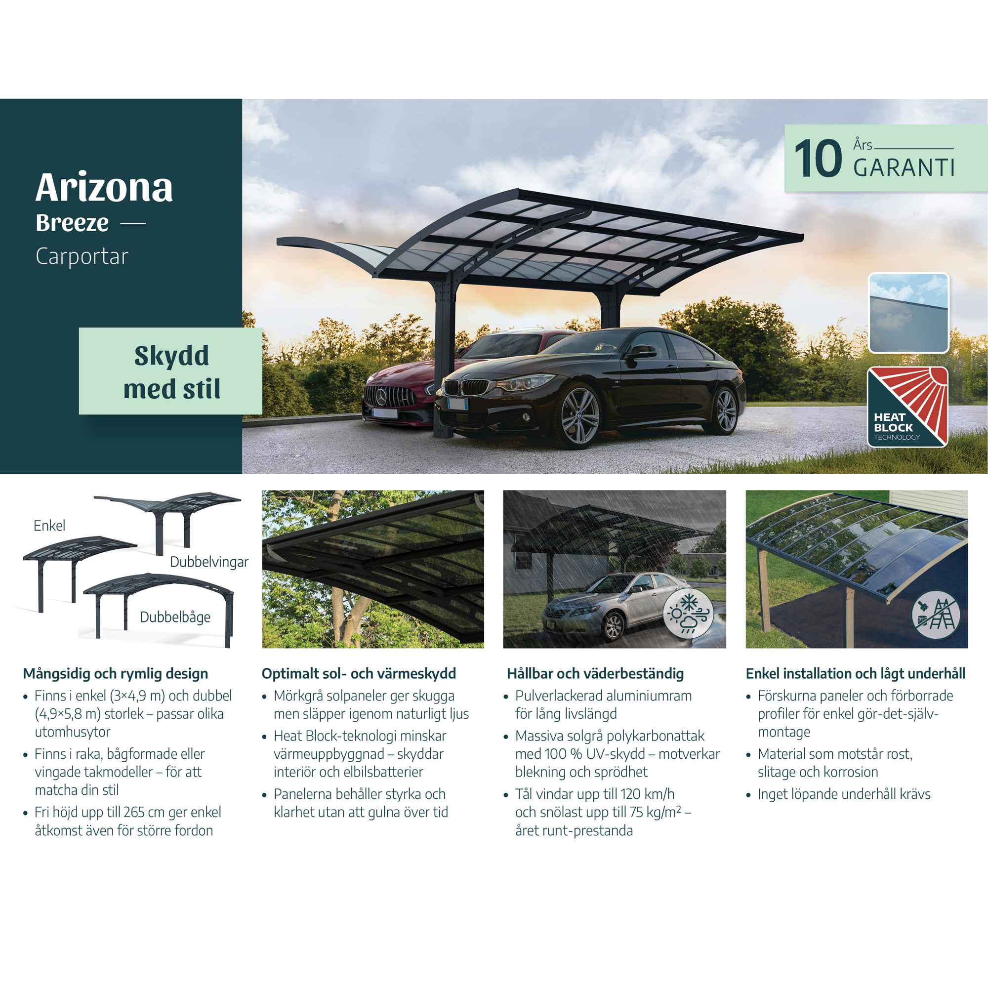 Dubbel Carport Canopia by Palram Arizona Breeze Carport I Metall 6x5 m