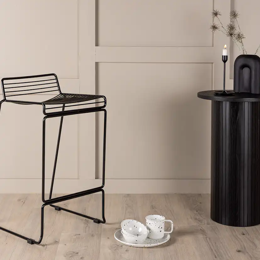 Dothan Bar Chair - Black / Black Steel Svart