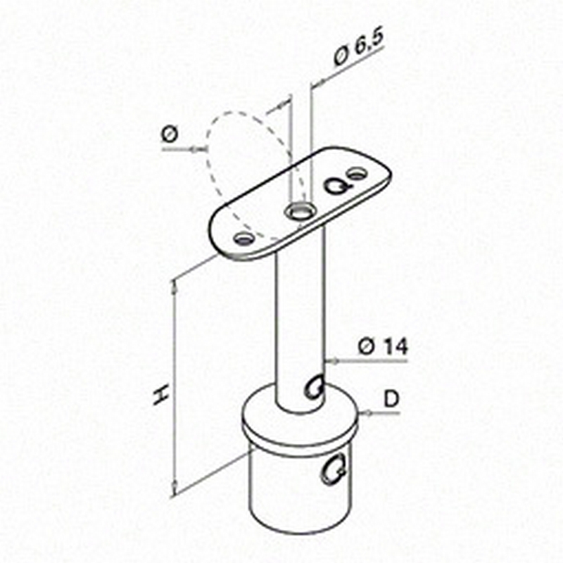 Toppfäste Herrljunga Ledstångsfabrik 0709 Utomhusbruk Skålad