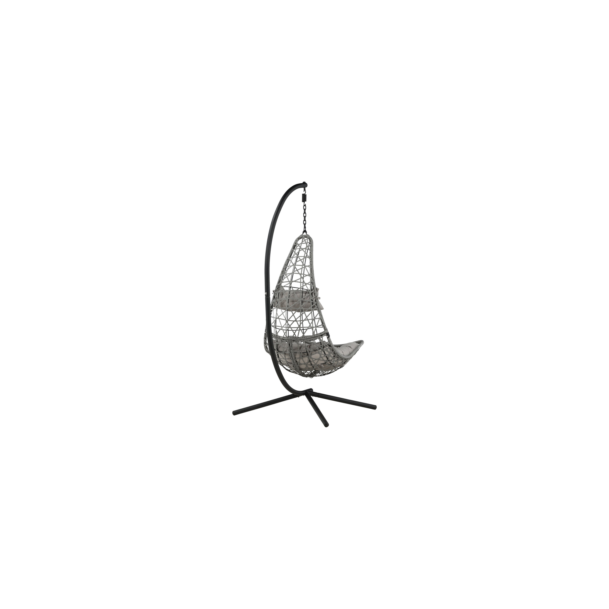 Edinburgh Hanging chair - Black frame/grey wicker/grey cushi Grå