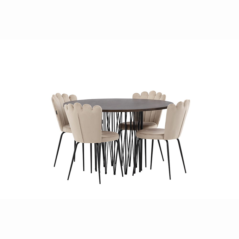 Matgrupp furniture/fashion Stone Ø120 cm med 4 Limhamn Light Stolar