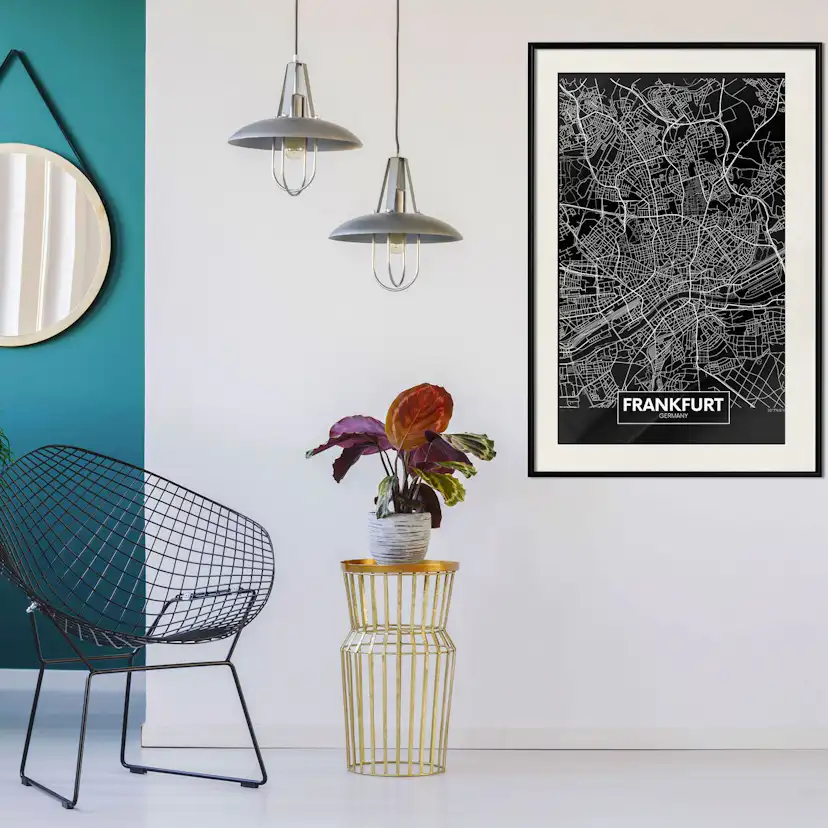 Poster Artgeist Affisch Dark Map of Frankfurt