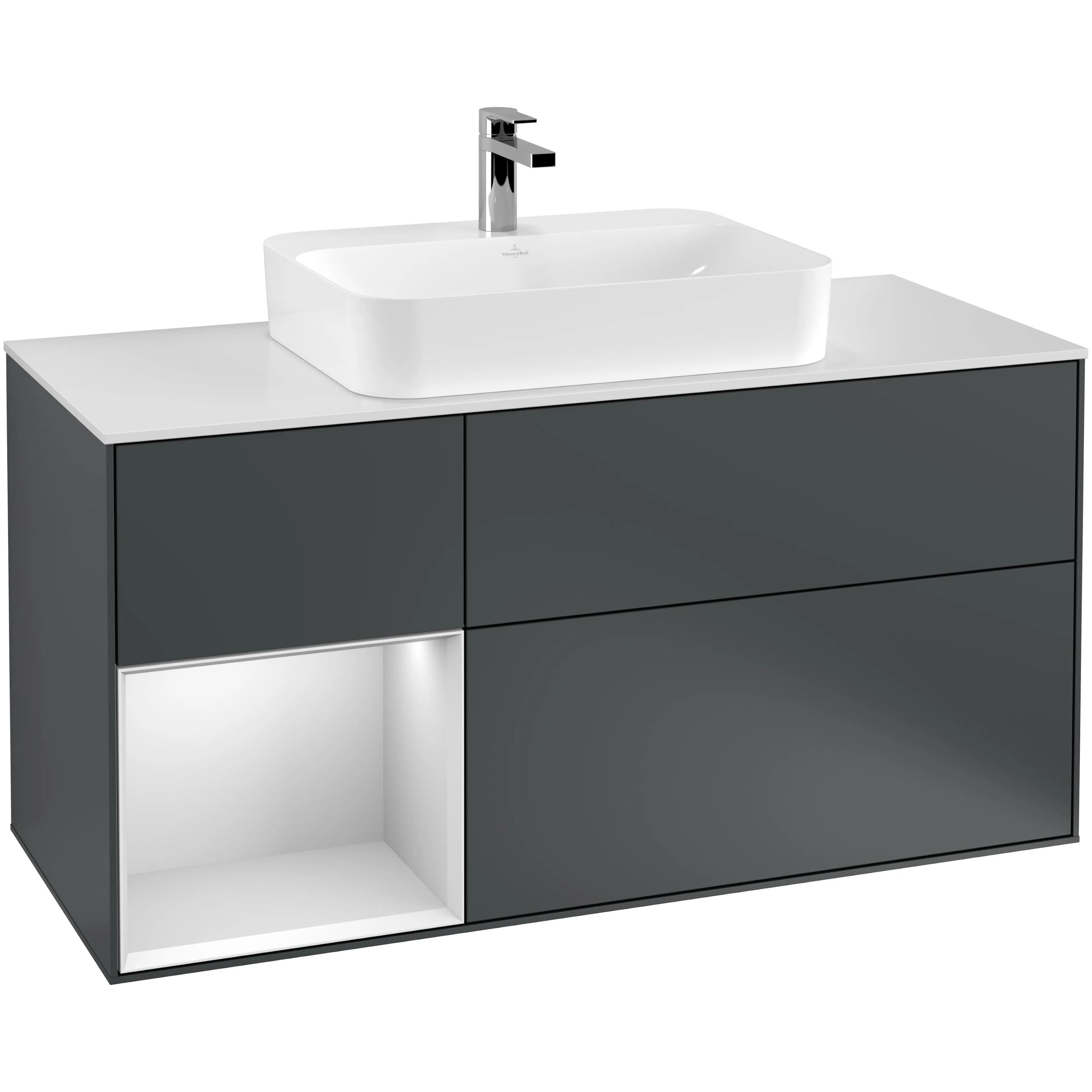 Tvättställsskåp Villeroy & Boch Finion med 3 Lådor Hylla och Bänkskiva för Ytmonterat Tvättställ