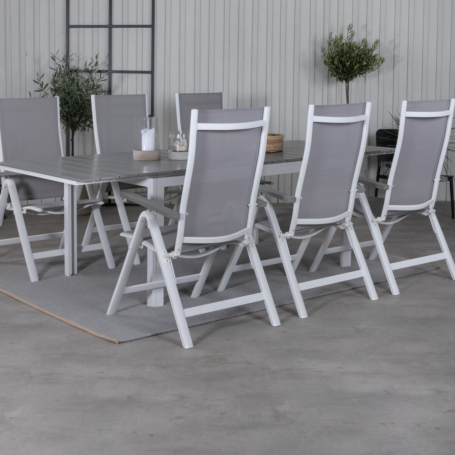 Matgrupp Venture Home Lova 160 Vit med 6 Aleyna Positionsstolar