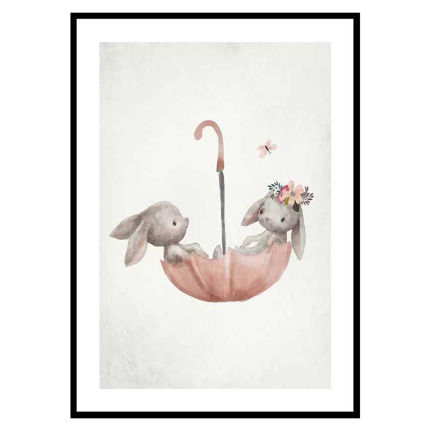 Poster Gallerix Watercolor Rabbit Friends