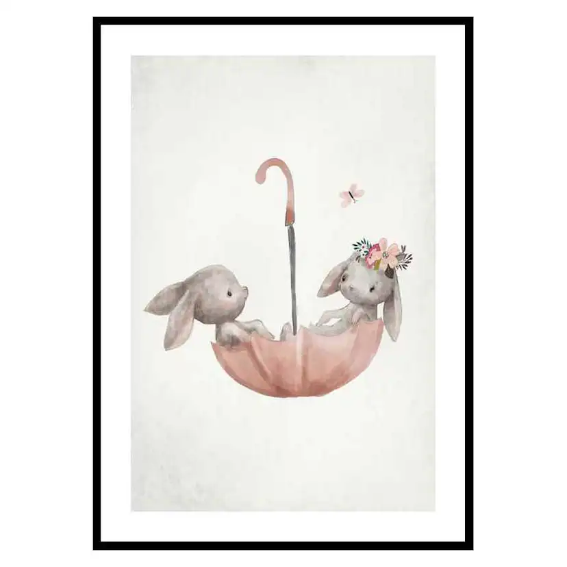 Poster Gallerix Watercolor Rabbit Friends