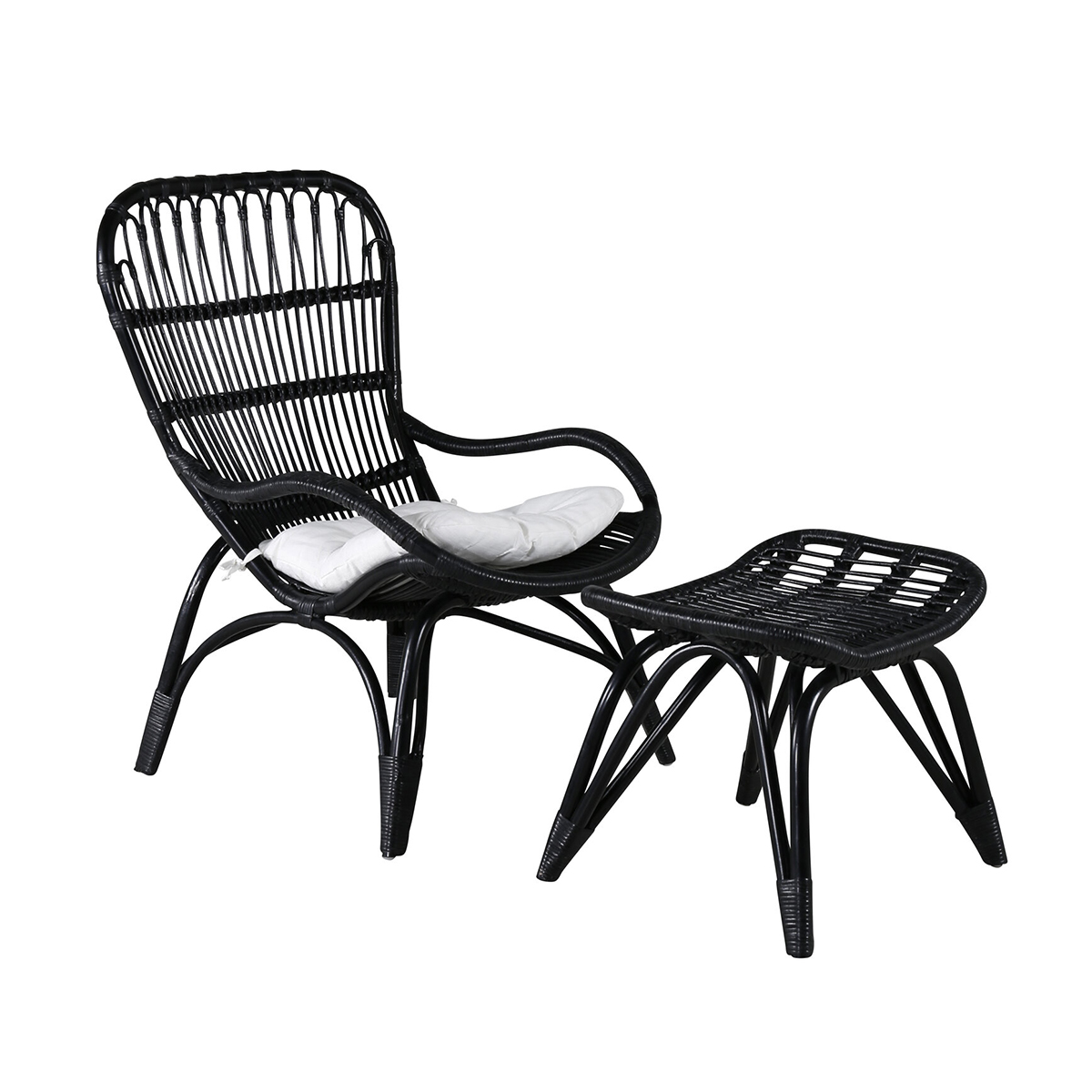 Ella Lounge Chair - BLACK rattan / Offwhite Cushion Ersätter Färg: Black