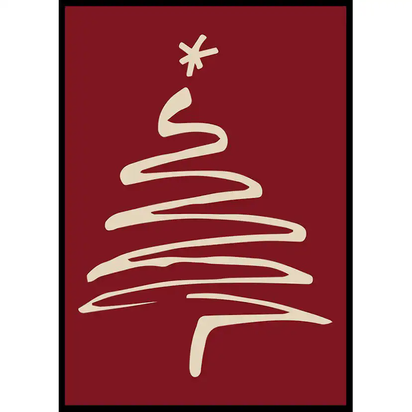 Poster Gallerix Christmas Tree Line Art R&W