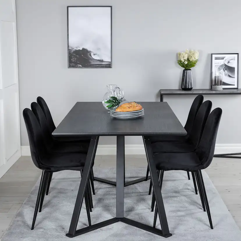 Matgrupp Venture Home Marina med 6 Polar Velvet stolar