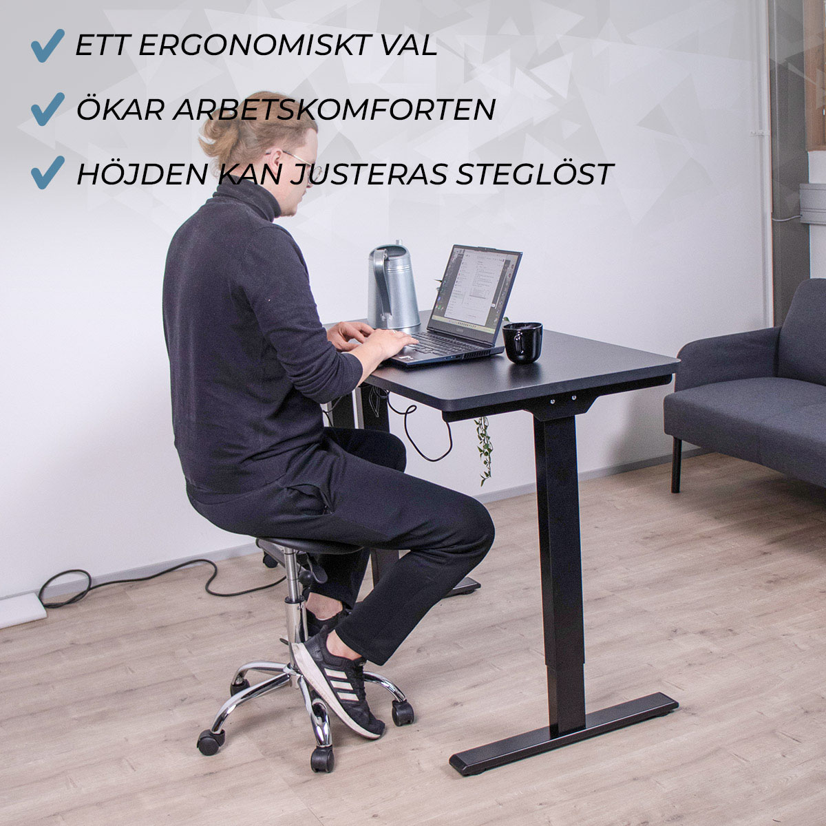 Skrivbord Lykke M200 120x60 cm Höj- och sänkbart
