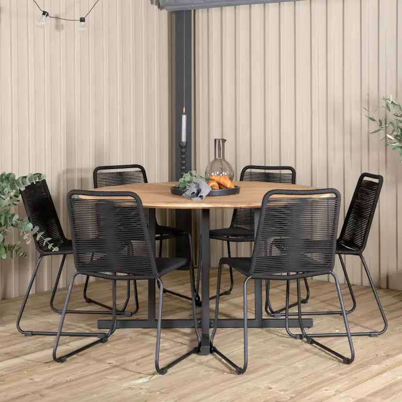 Matgrupp Venture Home Zurc med 6 Lumi Stapelbara Matstolar