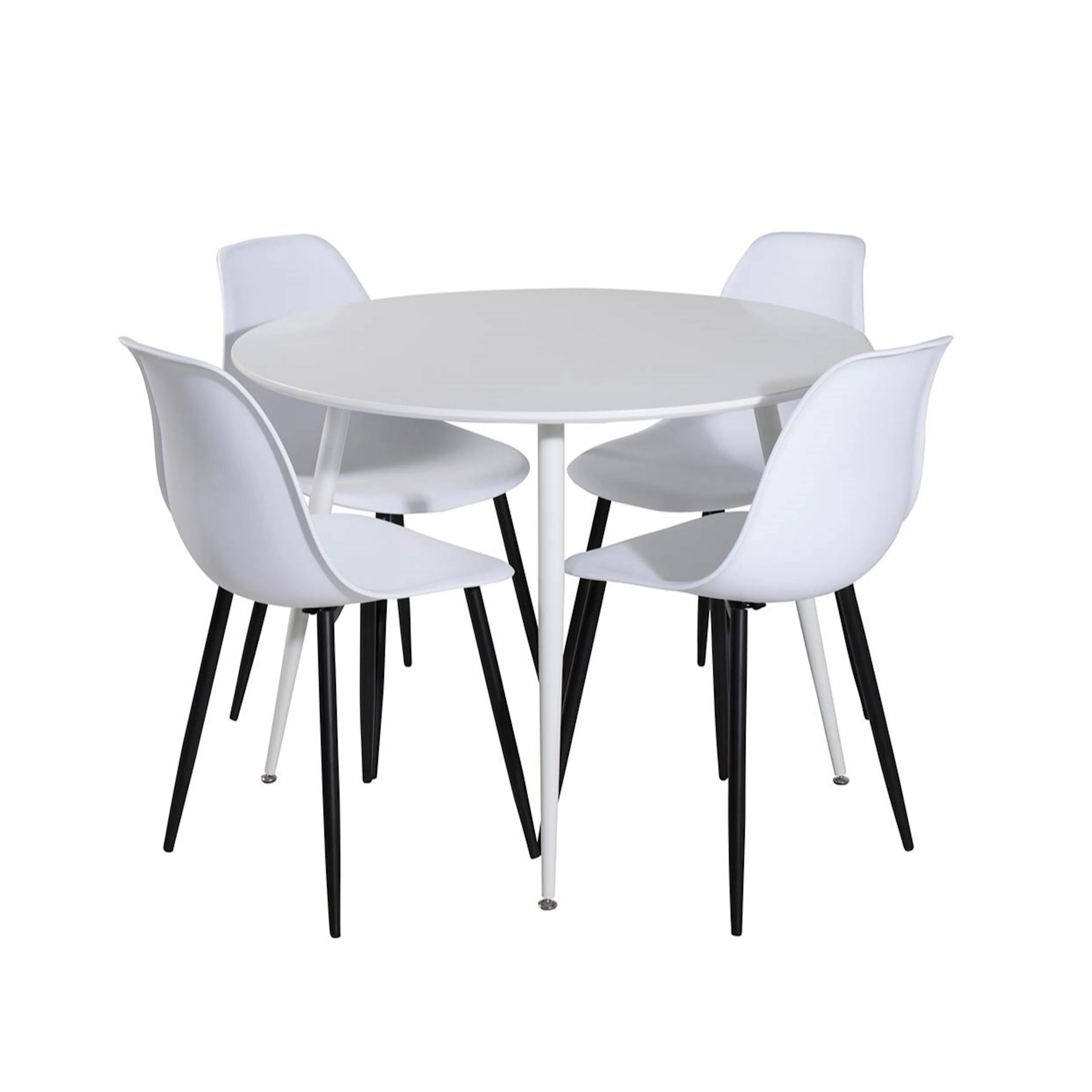Plaza Round Table-White top/Polar Chair/White Plastic_4 Vit/Svart