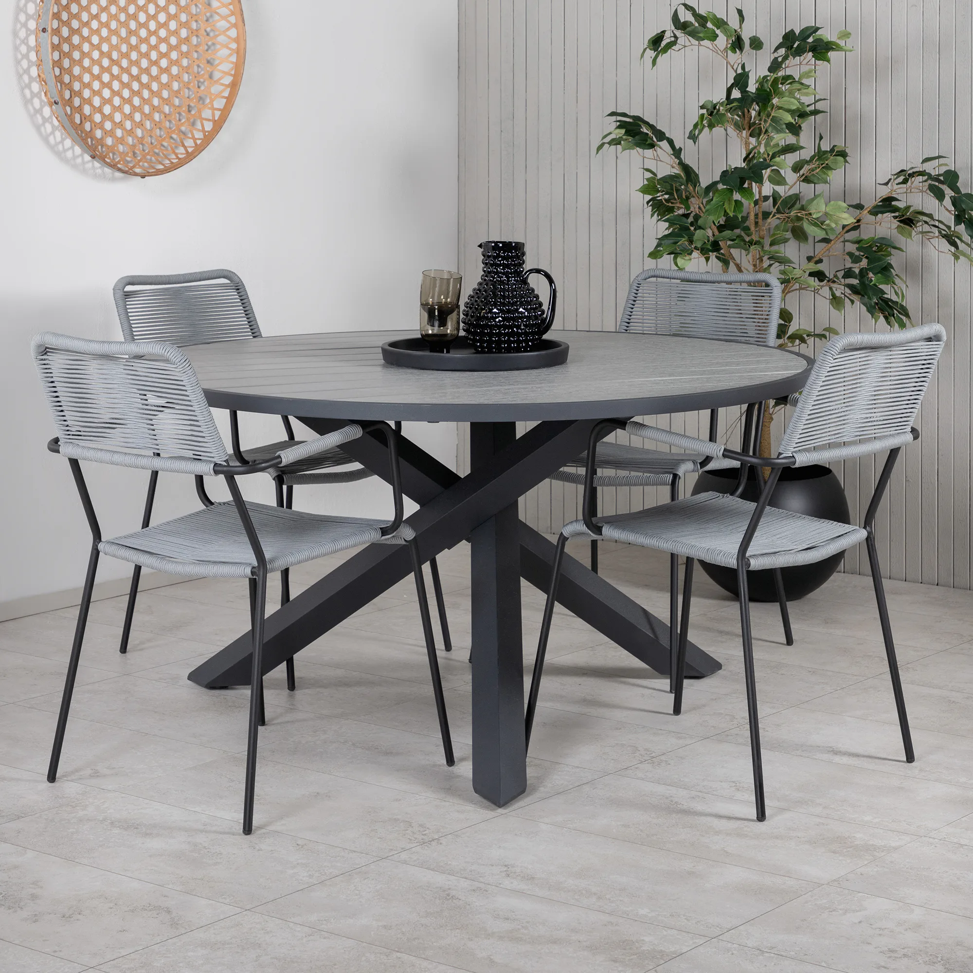 Matgrupp Utomhus Venture Home Pincy med 4 Leon Trädgårdsstolar