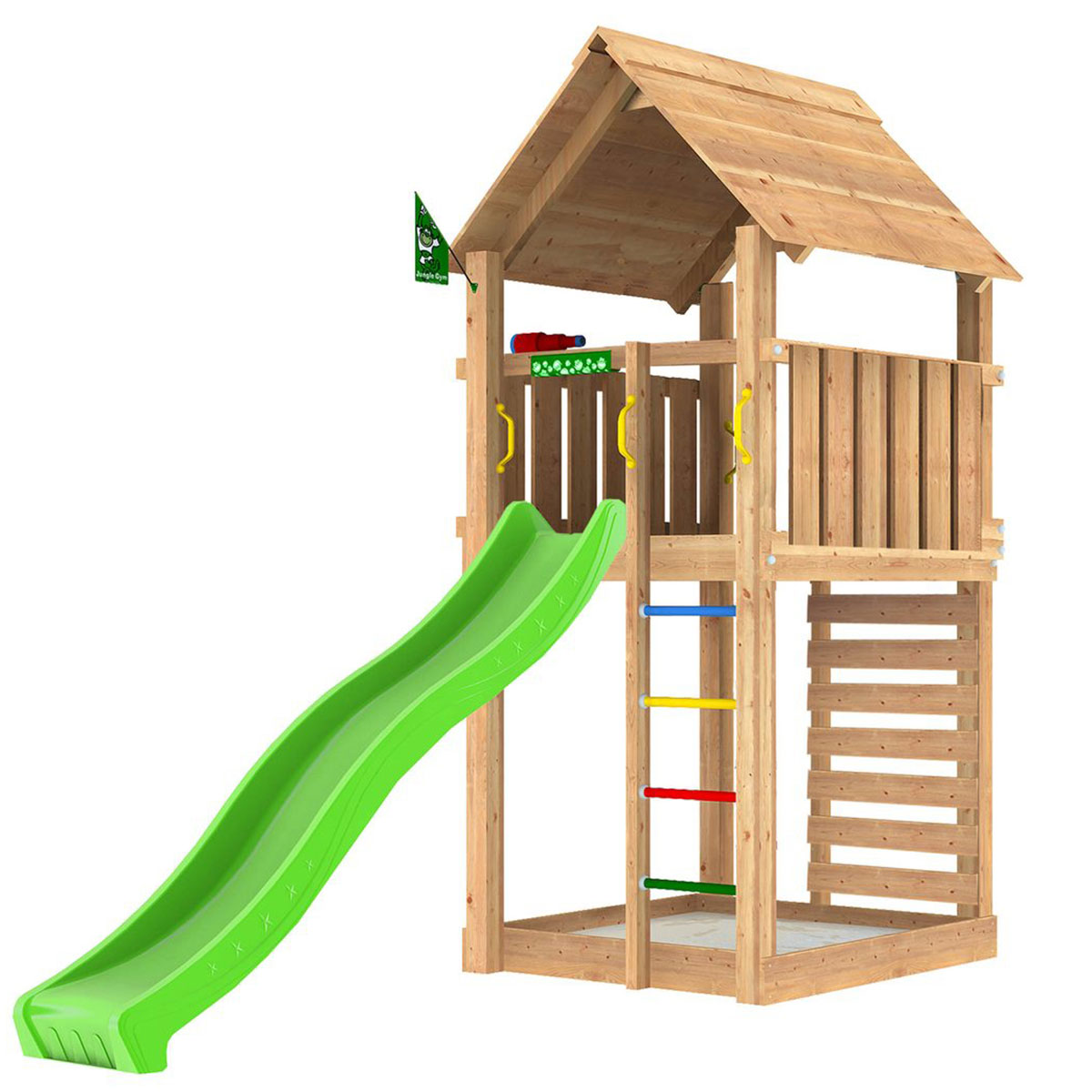 Lektorn Jungle Gym Cabin 2.1 Grön Rutschkana Trä