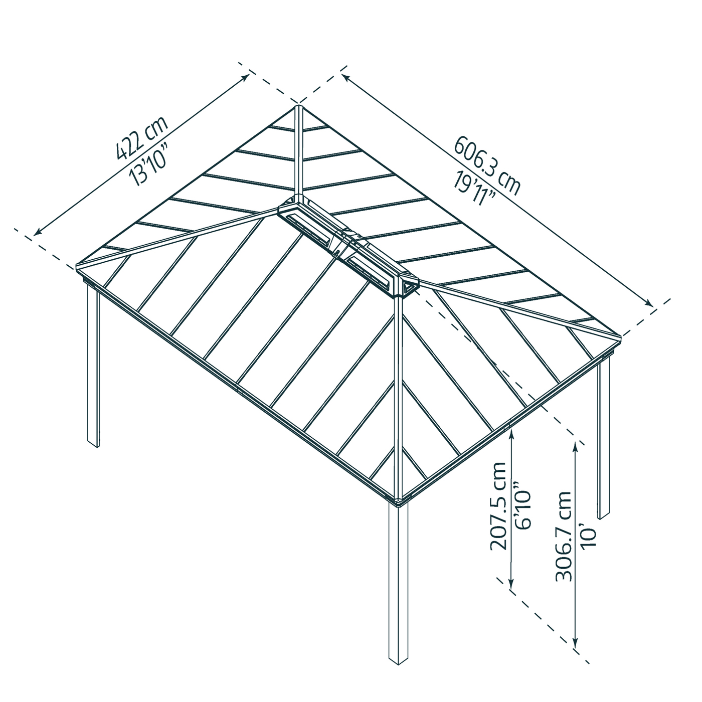 Paviljong Canopia By Palram Dallas 4,2 x 6m Antracitgrå