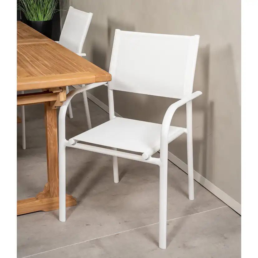 Matgrupp Venture Home Kenya 195-295x110 Teak med 4 Santorini Karmstolar
