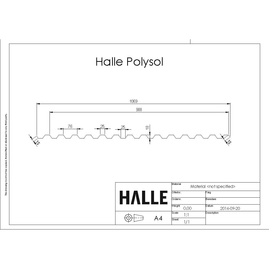 Polysol Komplett 3 skivor L= 3,0 m Opal LxB 3000x2964 mm