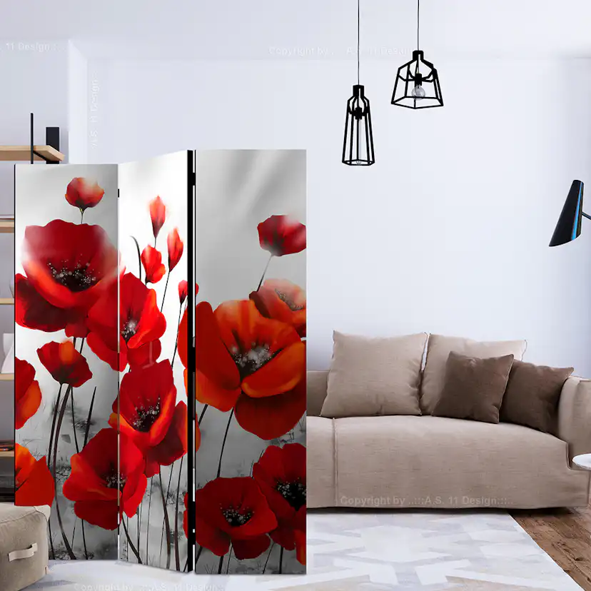 Rumsavdelare Skärmvägg Arkiio Poppies In The Moonlight 135x172 cm