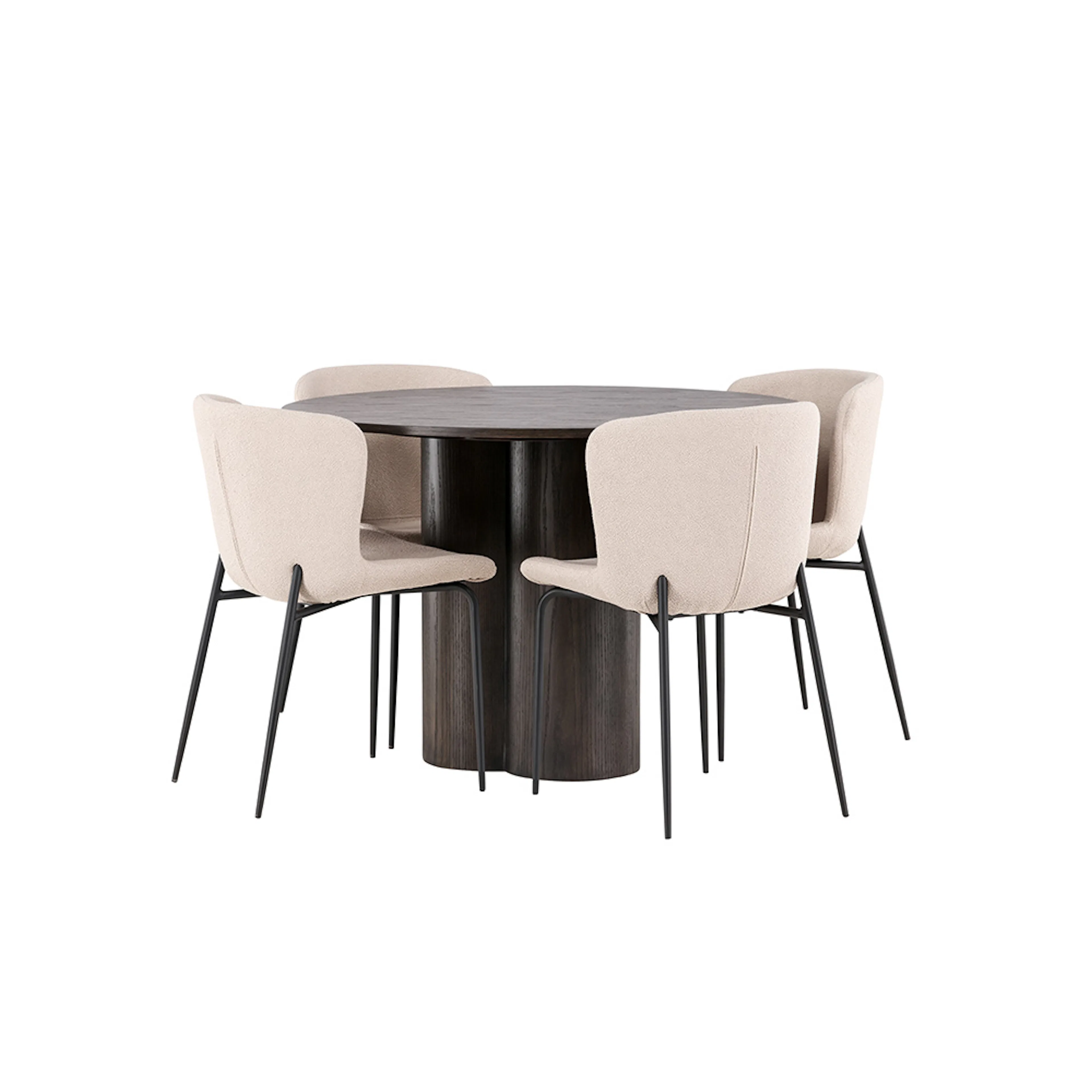 OliviaDiningTable-Mocca/MoccaVeneer+ModestoDiningChair-Grey/ Mocka/Beige