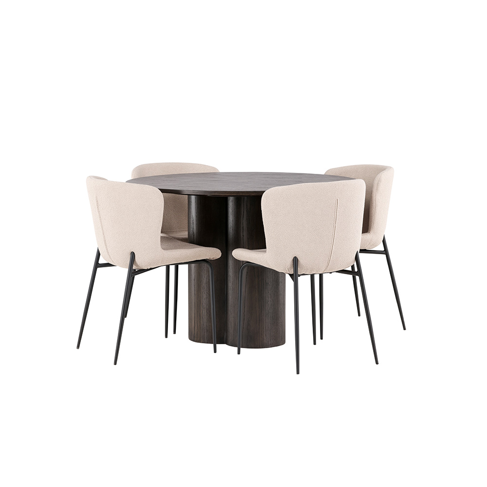Matgrupp Venture Home Olivia Ø 110 cm med 4 Modesto Stolar
