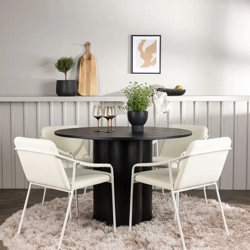 Matgrupp Venture Home Olivia Ø110 cm med 4 st Tvist stolar