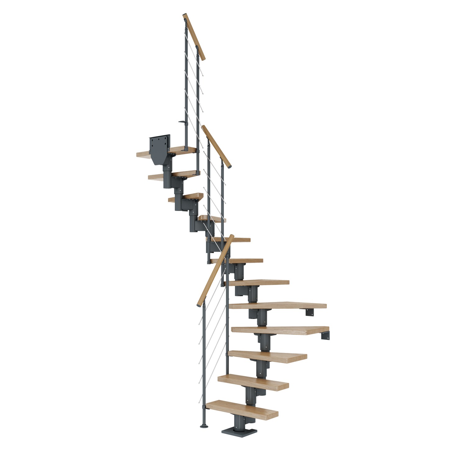 DUBLIN ek 1/2 svängd antracit STYLE6 räcke 14T 61cm Antracit, LxB: 1680x610 mm