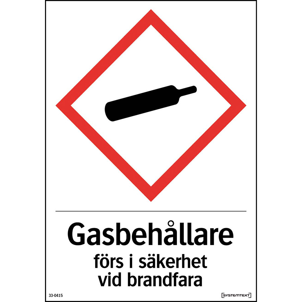 Skylt Systemtext Gasflaskor Vit Reflex