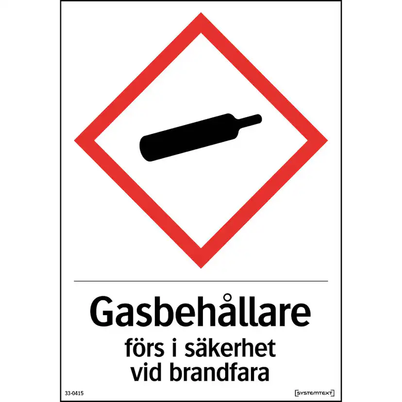 Skylt Systemtext Gasflaskor Vit Reflex