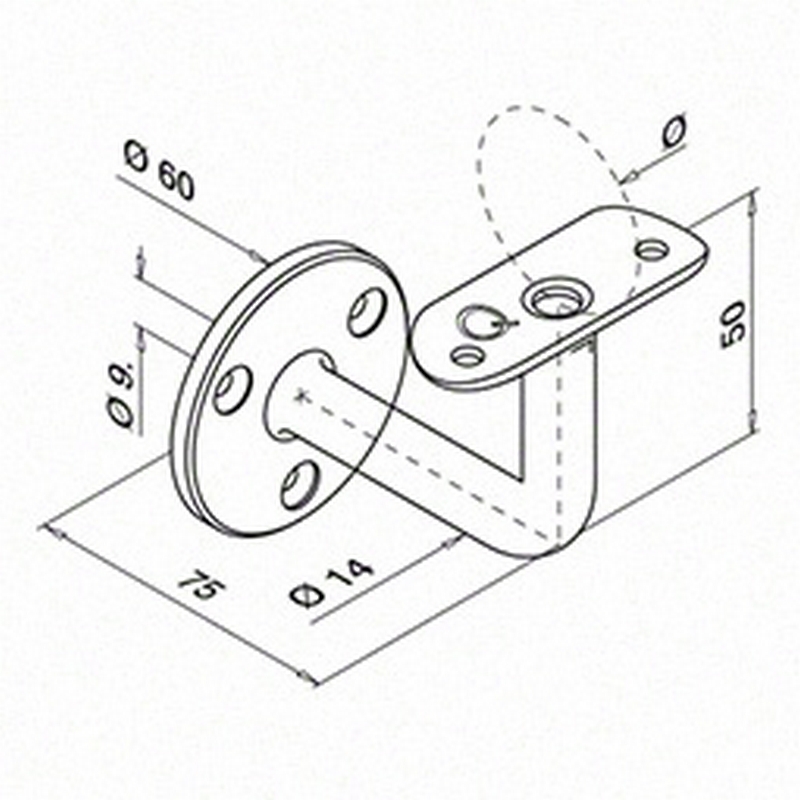 Väggfäste Herrljunga Ledstångsfabrik 0103 Inomhus Skålad