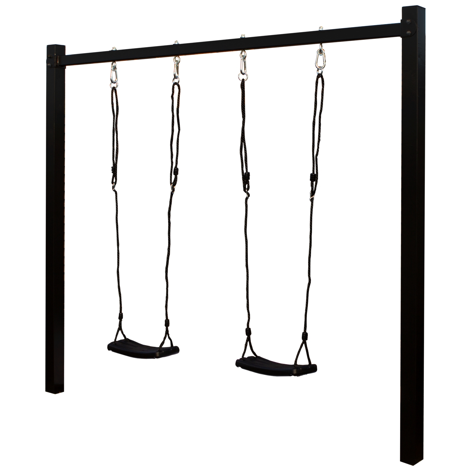 Gungställning 247x8x212 cm - inkl. 2 svart gungsitar Svarta sitsar