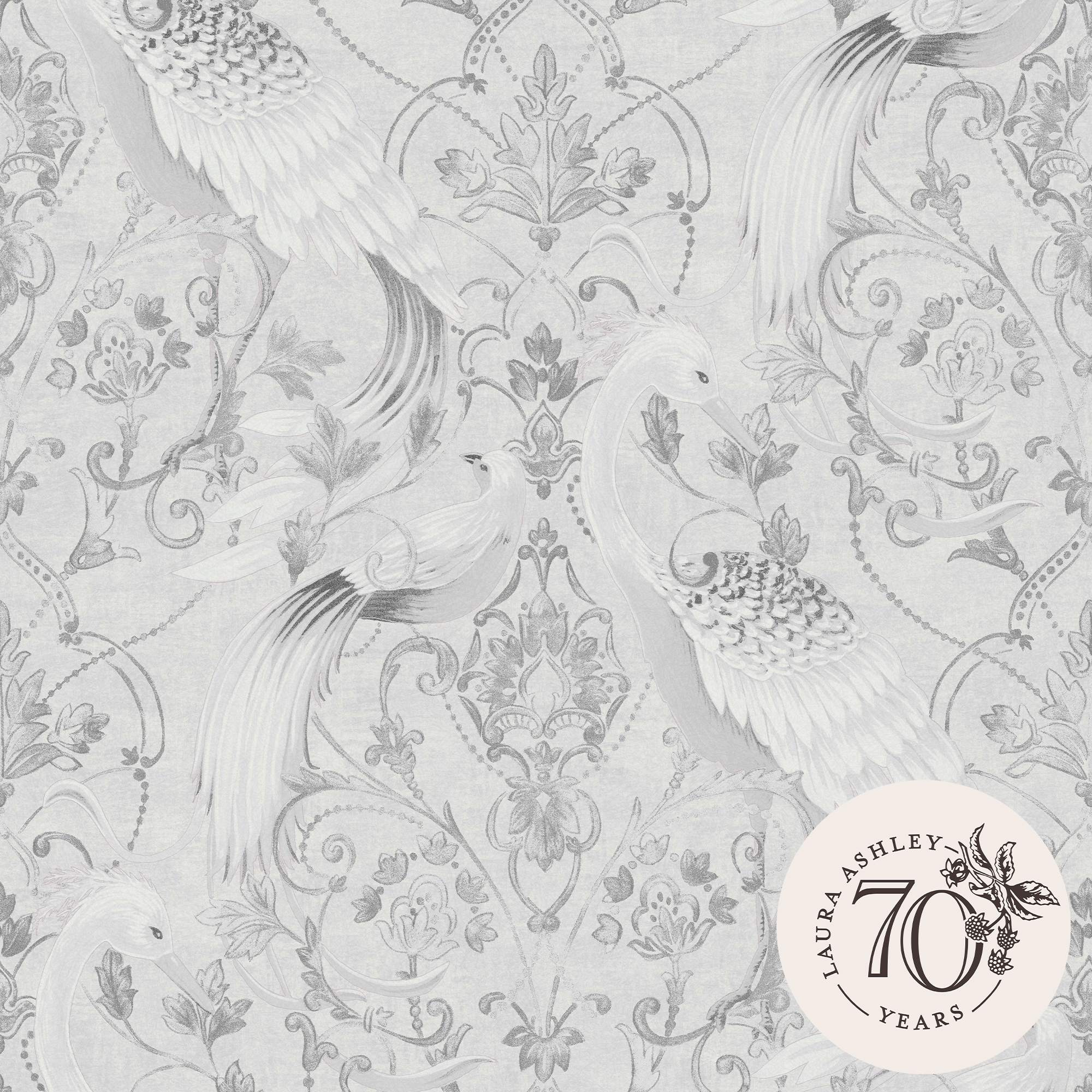 Tapet Laura Ashley Tregaron Silver 119868 EasyUp, Mönstrad Silver