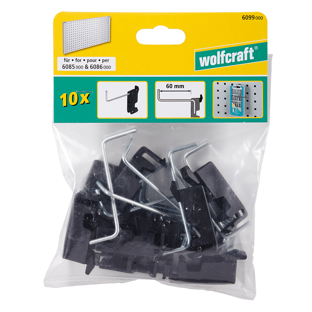 Verktygskrok Wolfcraft Enkel 60mm 10st