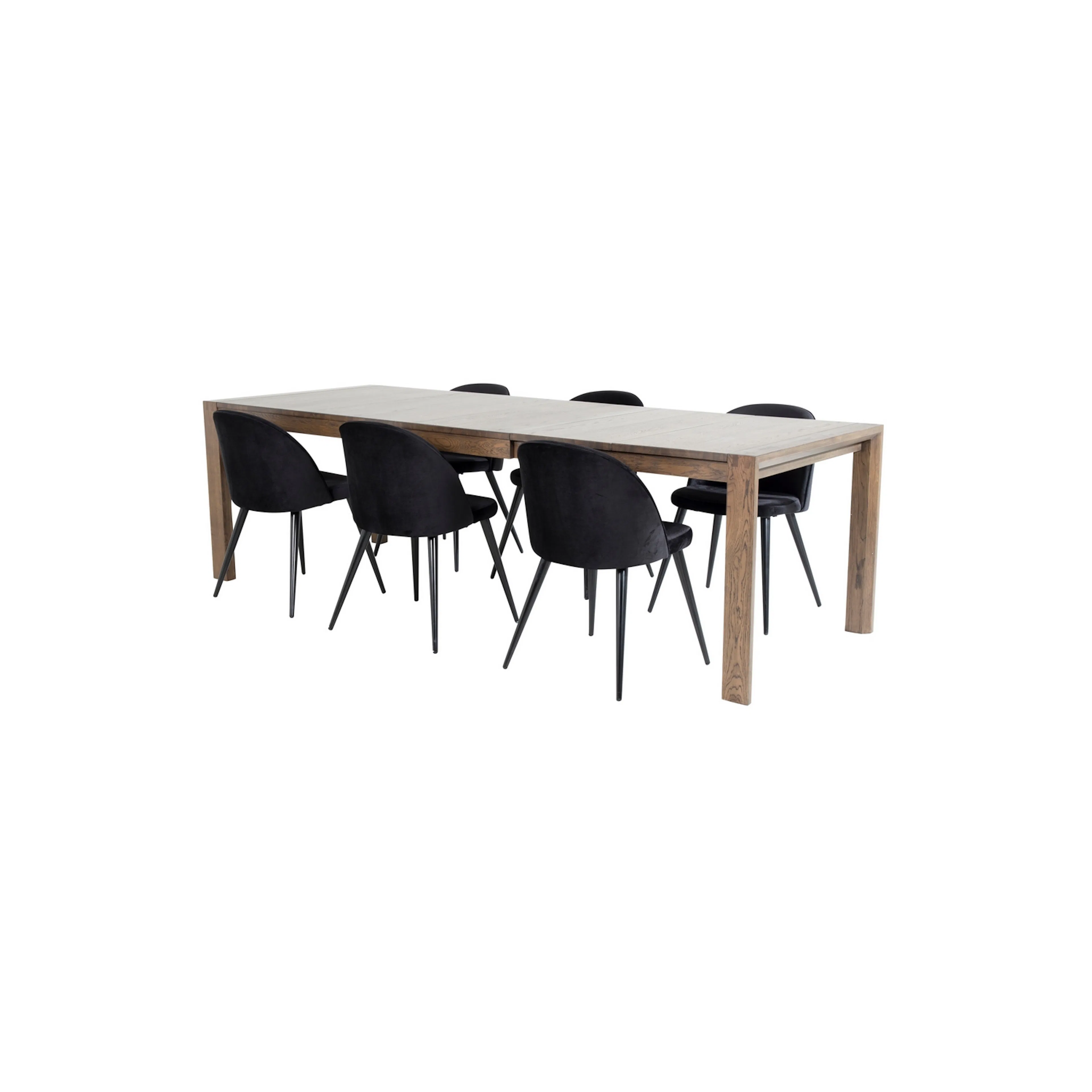 Slider Extention Table - Smoked Oak+ Dining Chair - / _6 Mörk Ek/Svart