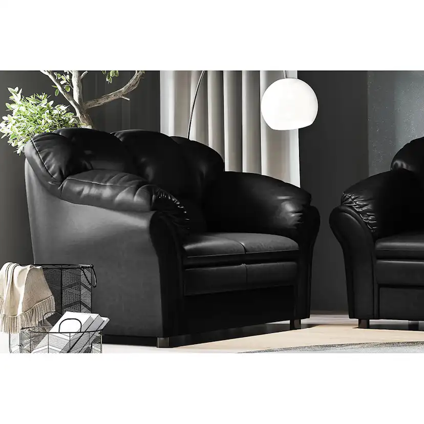Salvador 2-sits Soffa Svart PU Svart