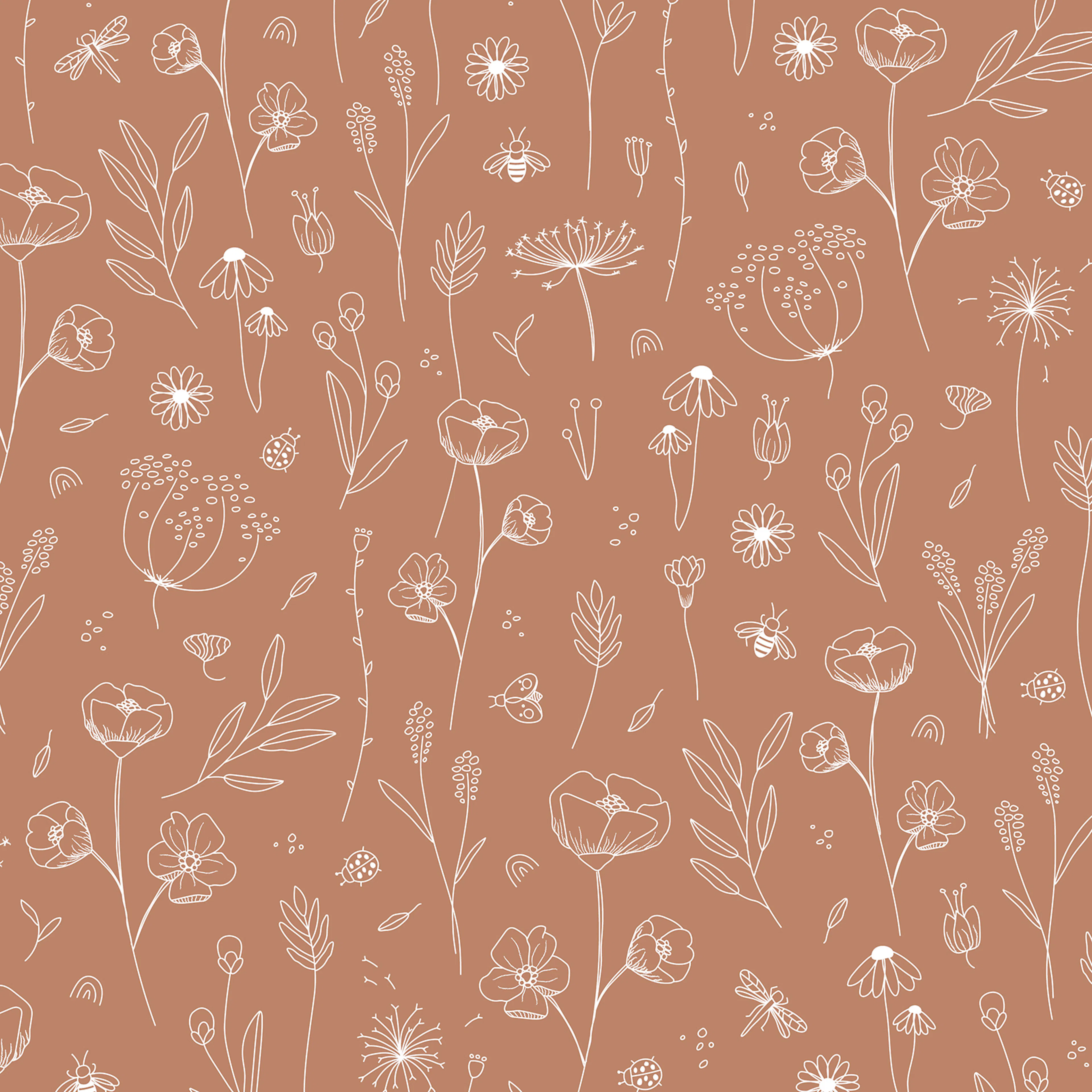 Tapet Little Dutch Wild Flowers Rust