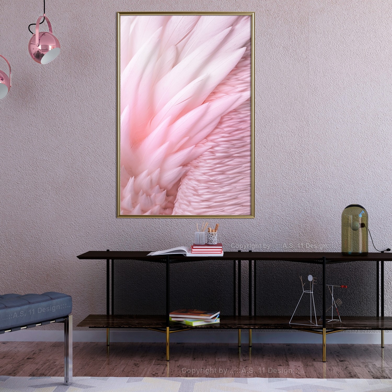 Affisch - Feathers [Poster] 30x45 Guld ram, 30x45 cm