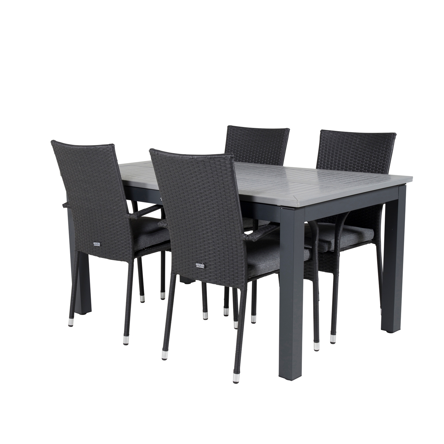 Albany Dining Table 160/240*100 - Svart Alu / Grey Aintwood+ Svart/Grå