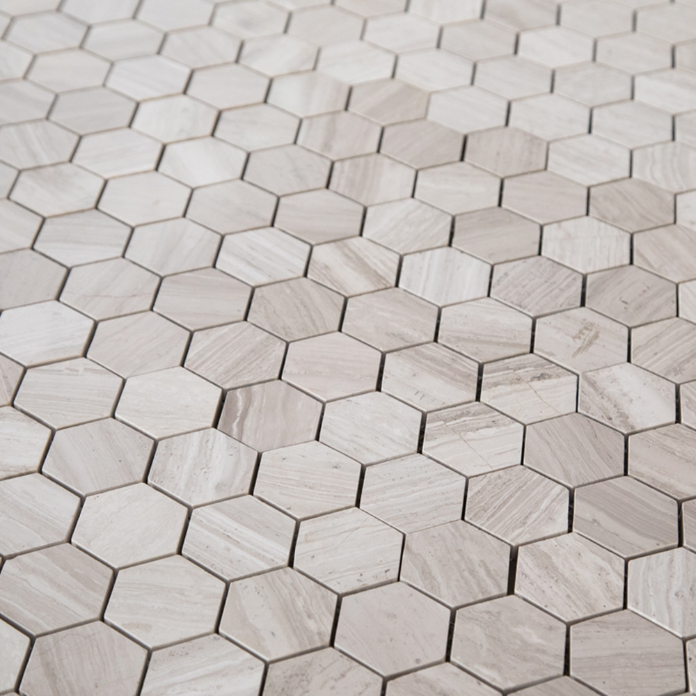 Natursten ArtStone Woodlight Gravin Hexagon Polerad 5x5 cm