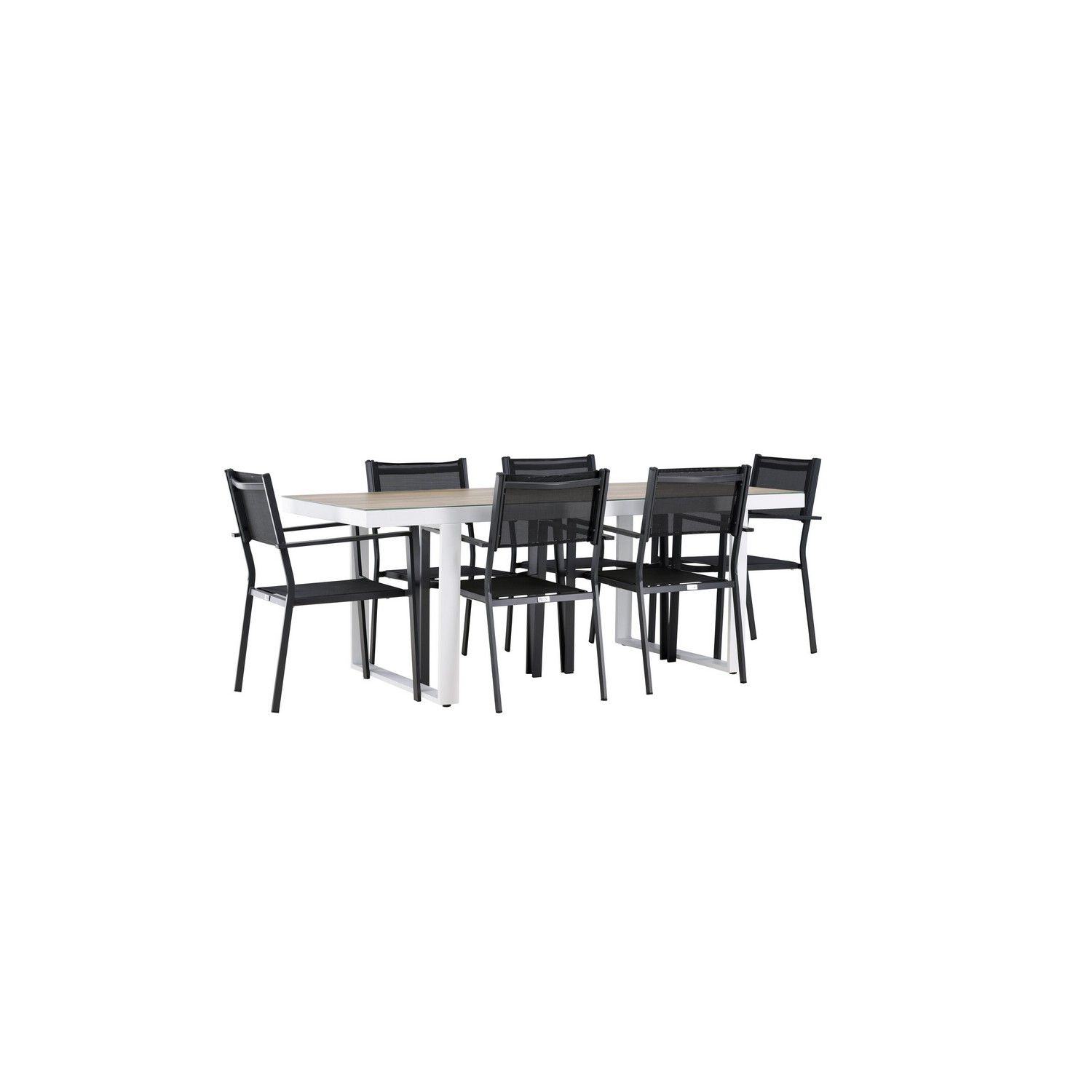 Merlo Dining Table - White/Whitewash +Copacabana Stacking Ch Trädgårdsgrupp Venture Home Merlo med 6 Copacabana Stolar