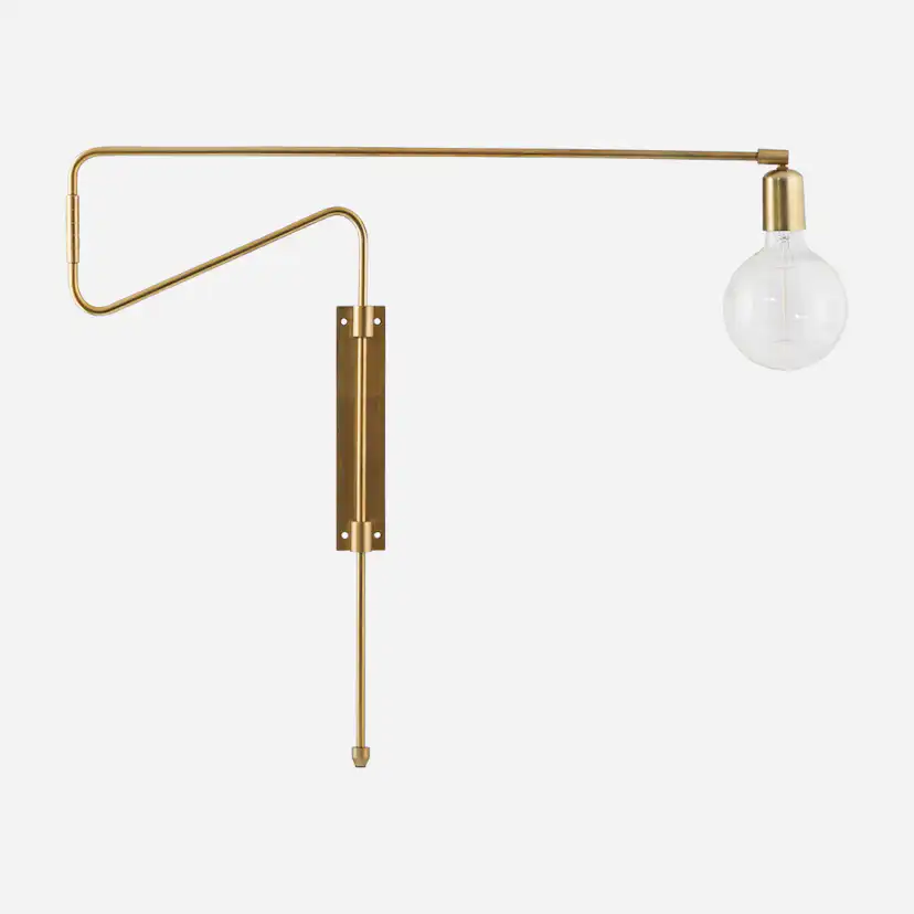 Wall lamp, Swing, Brass, E27, Max 25 W, 2.20 m cable Mässing