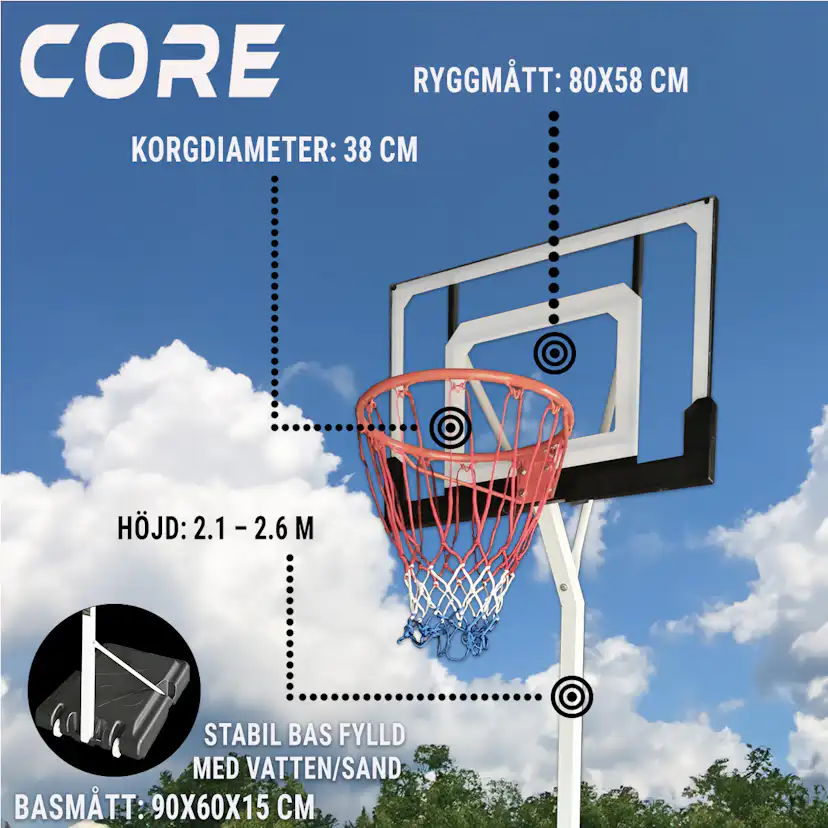 Basketkorg Core för Ung 2,1-2,6m