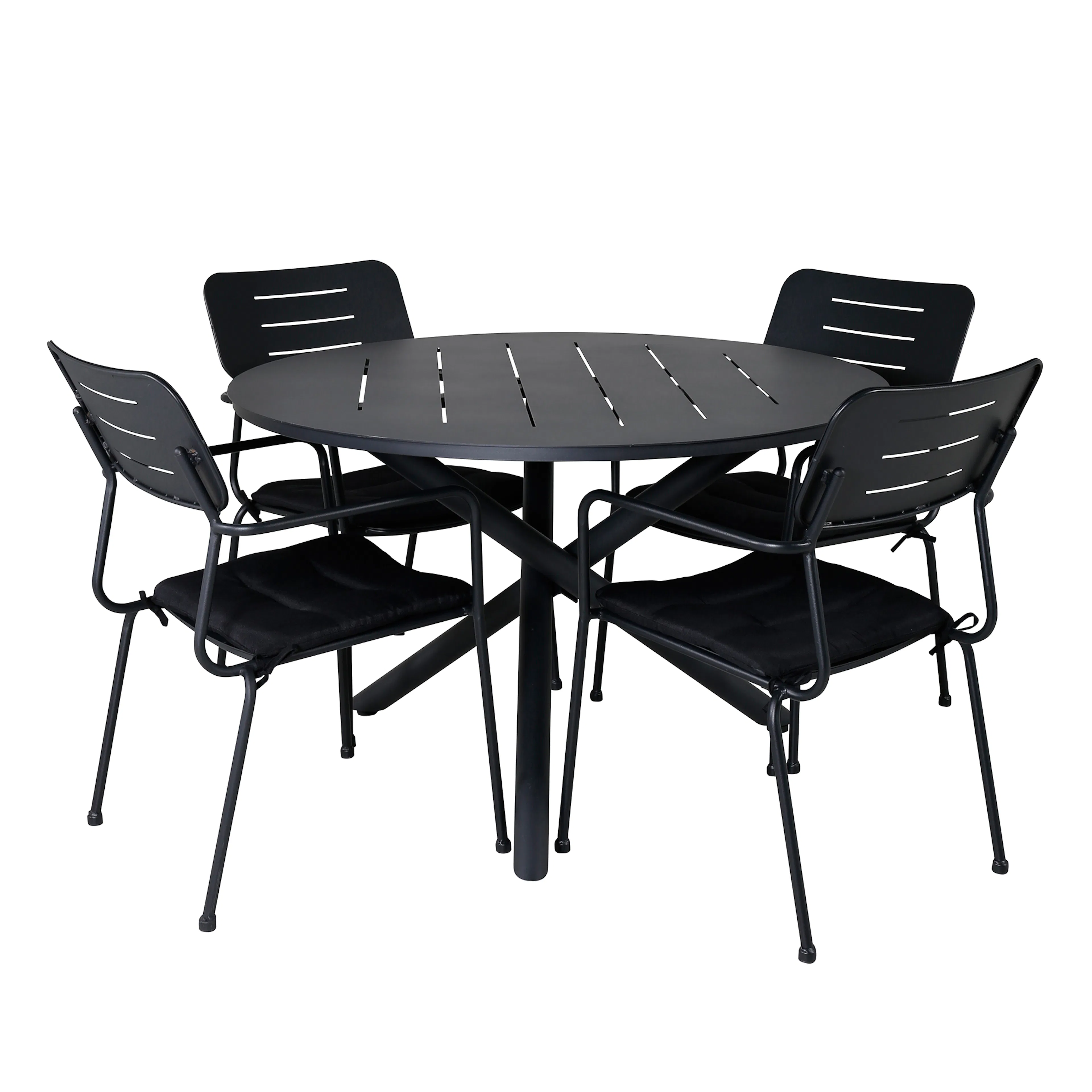 Alma Dining Table - Black Alu - ø120cm+Nicke Dining chair w. Svart/Svart