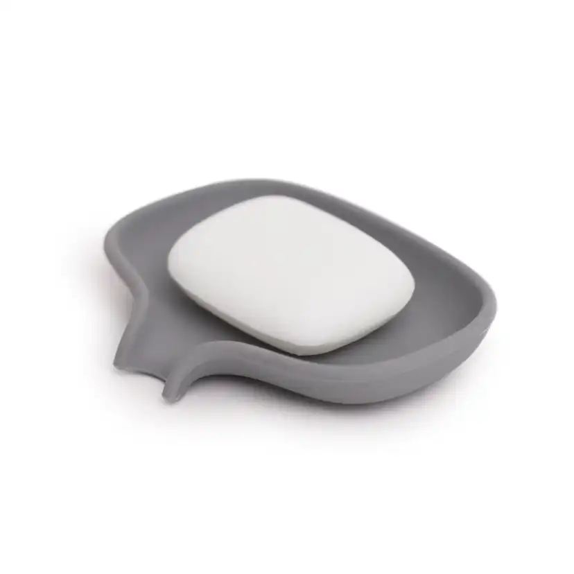 Tvålfat med avrinningspip -Stengrå. 13,5x10,5x2,5 cm Silikon Färg: Grå