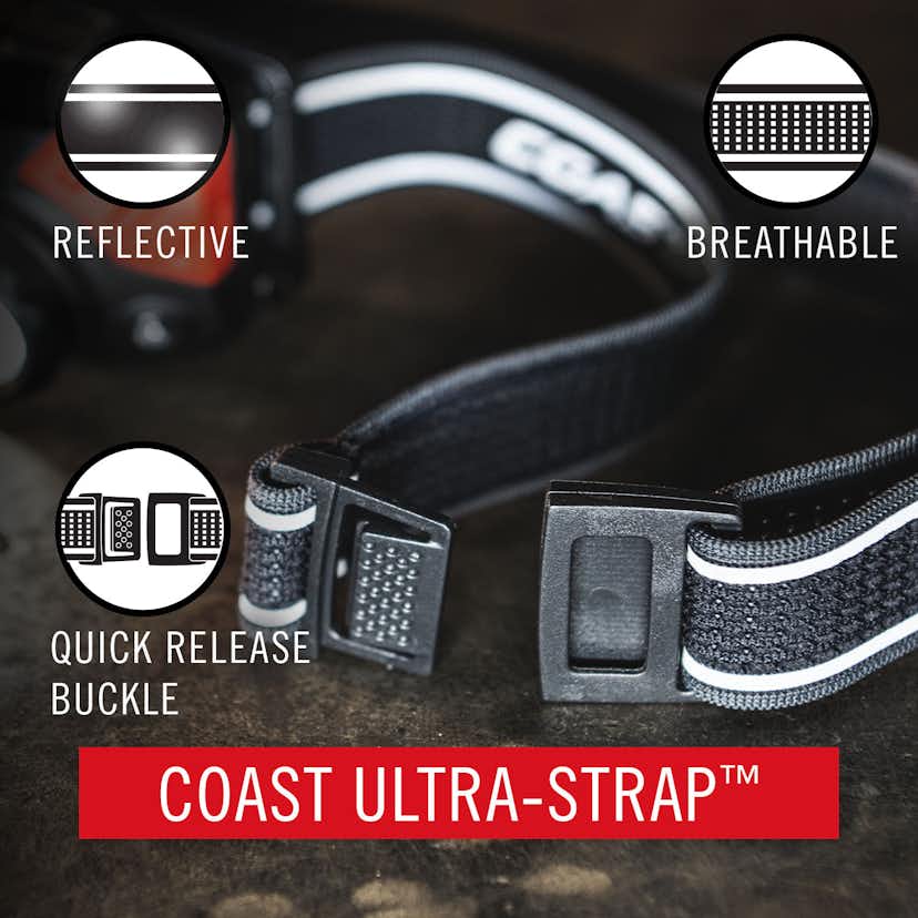 Pannlampa Coast FL1R Uppladdningsbar 435 Lumen Röd/Vit