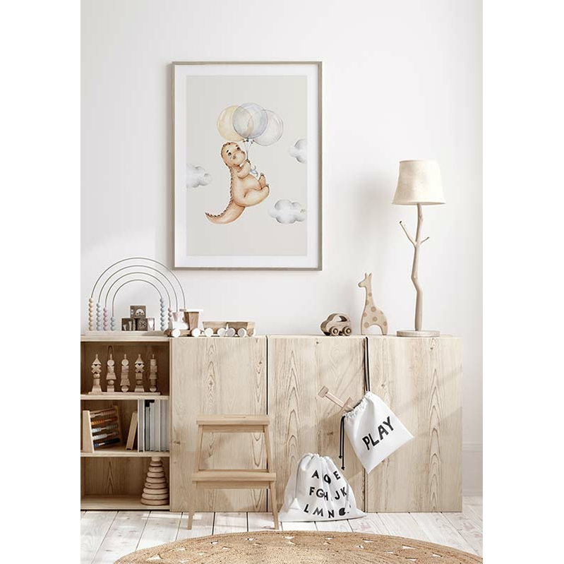 Poster Gallerix Dino With Balloons